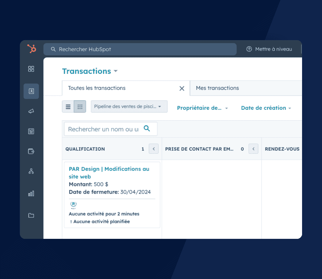 Image Intégration d’HubSpot (CRM)