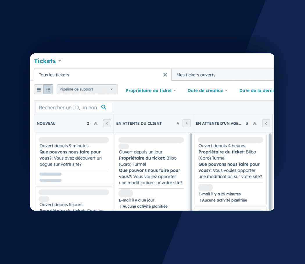 Intégration d'un système de ticketing - Vue d'ensemble des tickets